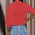 Blusa de manga comprida com decote em v feminina, camisa oversize, monocromátic na internet
