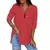 Imagem do Blusa de manga comprida com decote em v feminina, camisa oversize, monocromátic