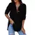 Blusa de manga comprida com decote em v feminina, camisa oversize, monocromátic