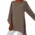 Blusa quente feminina cor sólida algodão linho o-pescoço manga longa túnica
