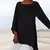 Blusa quente feminina cor sólida algodão linho o-pescoço manga longa túnica - comprar online