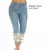 Jeans jeans de renda elástico para mulheres, calças com comprimento de bezerro - comprar online