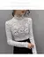 Outono feminino fino preto renda t camisa sexy gola alta manga longa magro renda - comprar online