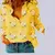 Blusa Feminina de Botão de Linho de Manga Longa Solta, Camisas Estampadas Flora - loja online
