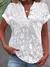 Verão casual camisa com decote em v blusa feminina moda branco jacquard camisas - Achei Ofertas