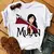 Casual disney cartoon mulan impressão gráfica das mulheres camiseta 90s blusas - comprar online