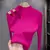 Camiseta cetim macio outono primavera blusa elegante feminina malha meia gola al - comprar online