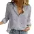 Blusa Feminina de Botão de Linho de Manga Longa Solta, Camisas Estampadas Flora - comprar online