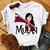 Casual disney cartoon mulan impressão gráfica das mulheres camiseta 90s blusas - Achei Ofertas