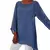 Blusa quente feminina cor sólida algodão linho o-pescoço manga longa túnica - Achei Ofertas