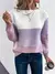 Elegante três cores retalhos camisola feminina diário commuter casual solto ju