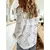 Blusa Feminina de Botão de Linho de Manga Longa Solta, Camisas Estampadas Flora - loja online