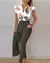 Conjunto de agasalho estampado floral feminino, top de manga plissada, calça co - loja online