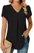 Sexy decote em v plissado manga curta blusa camisas verão feminino decote em v - comprar online