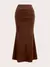 Sólido bodycon ruched saia longa feminina sexy preto elástico elegante cintura - comprar online
