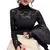 Outono feminino fino preto renda t camisa sexy gola alta manga longa magro renda - Achei Ofertas