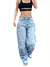 Mulheres baggy jeans cintura alta perna larga denim em linha reta demin calças
