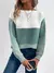 Elegante três cores retalhos camisola feminina diário commuter casual solto ju