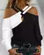 Blusa para mulher 2023 primavera colorblock cruzado manga longa camisetas contra na internet