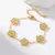 Eilieck 316l aço inoxidável flor trevo zircão pulseira para mulheres menina 2 - Achei Ofertas