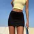 Mini saia sexy de cintura alta feminina, saia preta linha A, streetwear bonito,
