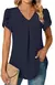 Sexy decote em v plissado manga curta blusa camisas verão feminino decote em v - loja online