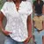 Verão casual camisa com decote em v blusa feminina moda branco jacquard camisas na internet