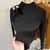 Camiseta cetim macio outono primavera blusa elegante feminina malha meia gola al - loja online
