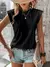 Camiseta de manga curta com gola redonda feminina, sem mangas, Top versátil, Ca - comprar online