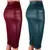 Moda elegante cintura alta divisão saia de couro falso feminino na altura do jo na internet