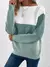 Elegante três cores retalhos camisola feminina diário commuter casual solto ju