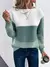 Elegante três cores retalhos camisola feminina diário commuter casual solto ju - Achei Ofertas