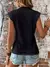 Camiseta de manga curta com gola redonda feminina, sem mangas, Top versátil, Ca