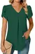 Sexy decote em v plissado manga curta blusa camisas verão feminino decote em v - Achei Ofertas