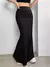 Imagem do Sólido bodycon ruched saia longa feminina sexy preto elástico elegante cintura
