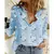 Blusa Feminina de Botão de Linho de Manga Longa Solta, Camisas Estampadas Flora