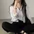 Camisa da moda coreana para mulheres, blusa anti-UV, streetwear simples, camisa