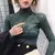 Outono feminino fino preto renda t camisa sexy gola alta manga longa magro renda - Achei Ofertas