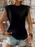 Camiseta de manga curta com gola redonda feminina, sem mangas, Top versátil, Ca - comprar online