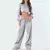 Mulheres cintura alta cordão sweatpants cor sólida calças casuais corredores - Achei Ofertas