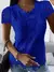 Blusa de renda feminina topos decote verão em v manga curta renda retalhos ol b