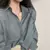 Camisa da moda coreana para mulheres, blusa anti-UV, streetwear simples, camisa - Achei Ofertas