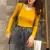 Camiseta cetim macio outono primavera blusa elegante feminina malha meia gola al - Achei Ofertas