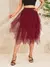 Imagem do Mulheres tutu tule saia elegante cintura alta malha em camadas meia saia feminin