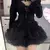 Elástico gótico renda tutu saia feminina preto malha detalhe anágua sexy mini - Achei Ofertas
