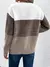 Elegante três cores retalhos camisola feminina diário commuter casual solto ju