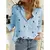 Blusa Feminina de Botão de Linho de Manga Longa Solta, Camisas Estampadas Flora - loja online