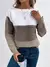 Elegante três cores retalhos camisola feminina diário commuter casual solto ju - Achei Ofertas