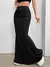 Sólido bodycon ruched saia longa feminina sexy preto elástico elegante cintura - loja online