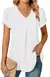 Sexy decote em v plissado manga curta blusa camisas verão feminino decote em v na internet